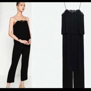 Zara black jumpsuit with lace detailing